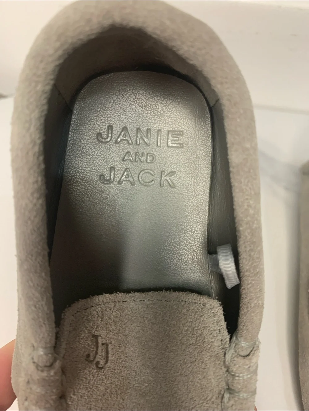 Janie and Jack Grey Suede Moccasin Slippers for Kids